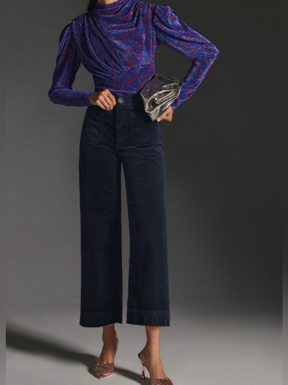 Anthropologie Blue Maeve The Colette Corduroy Wide Leg High Rise Woman’s size 27